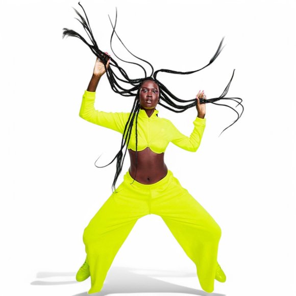 Adidas Originals x Jeremy Scott Velour Track Jacket Womens Size M Neon Yellow - Picture 4 of 8